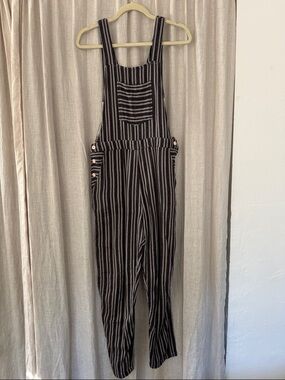 Ace & Jig Blue and grey Striped Cotton Overalls Jumpsuit